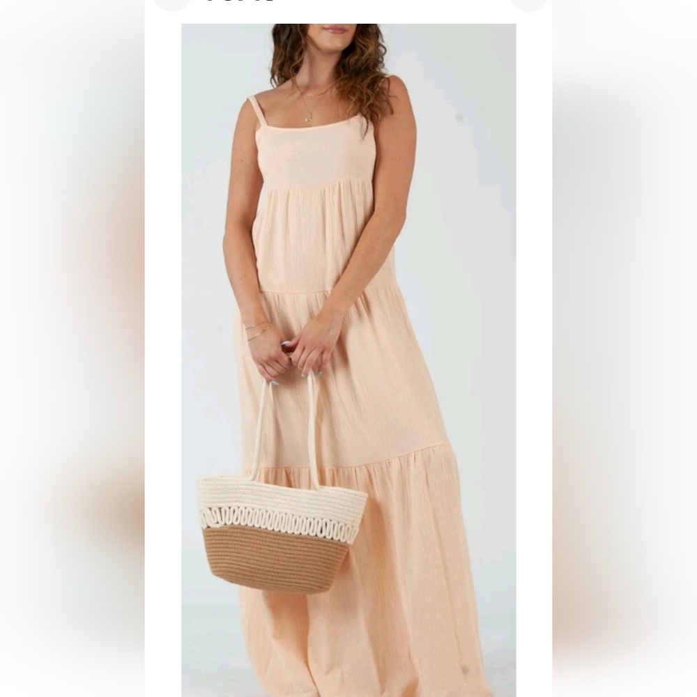 Cream Ruffled Tiered Maxi Sundress